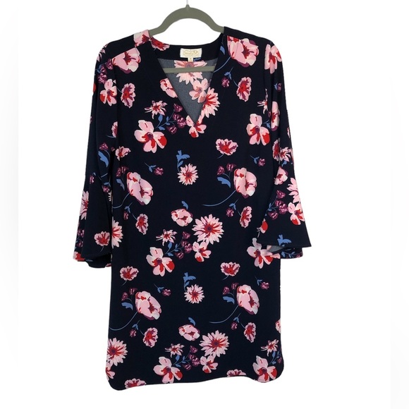 Mud Pie Dresses & Skirts - Mud Pie Women’s Dress Pull Over Large Floral  Loose Fit V Neck Bell Sleeve